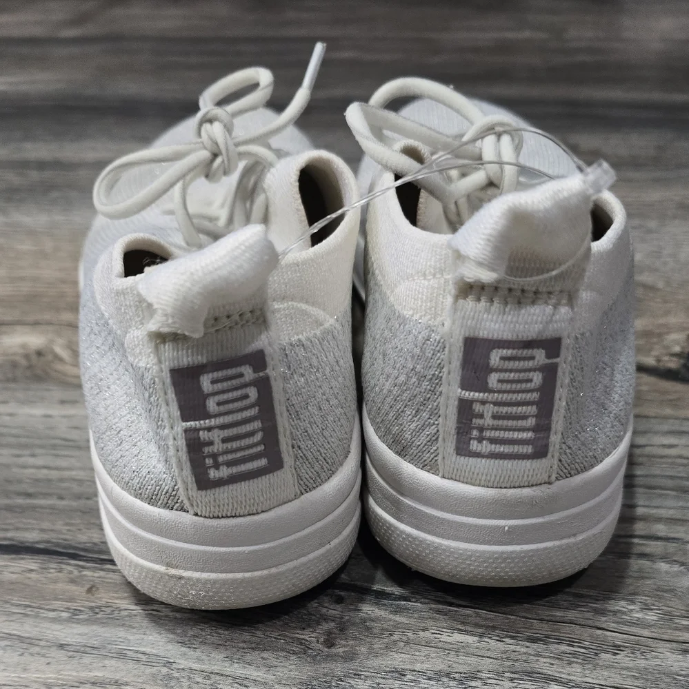 FitFlop F Sporty Womens Size 5 Casual Flat Athletic Sneaker Ivory Gold Glitter - Picture 3 of 7